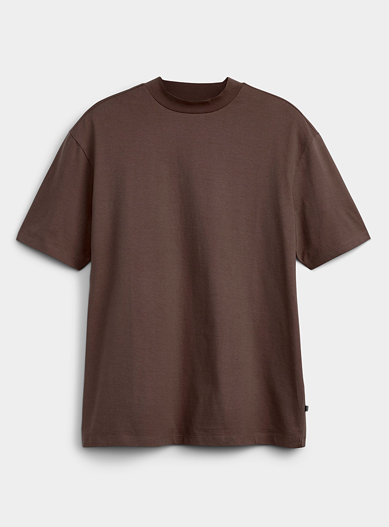 Djab: Le t-shirt carré col montant DJAB 101 Brun pour homme