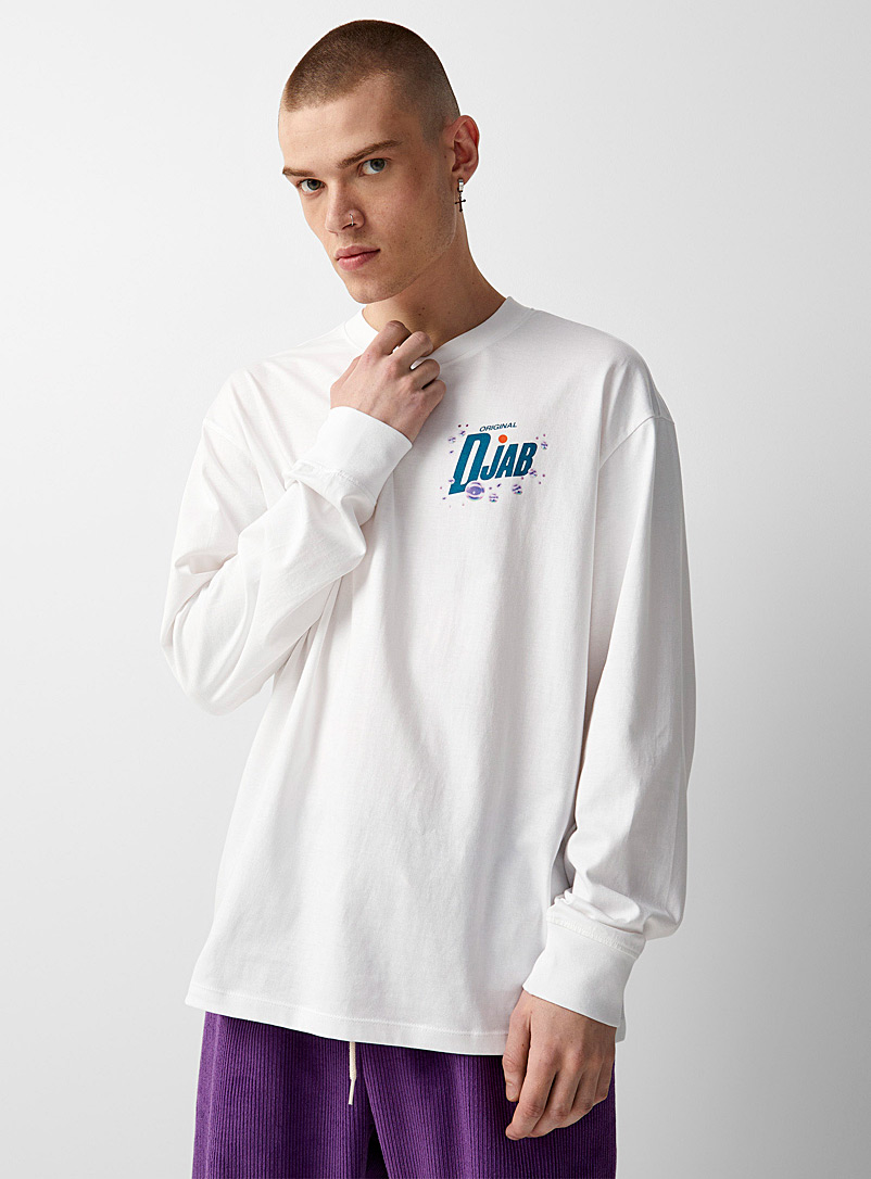 Djab White Graphic print boxy T-shirt for men