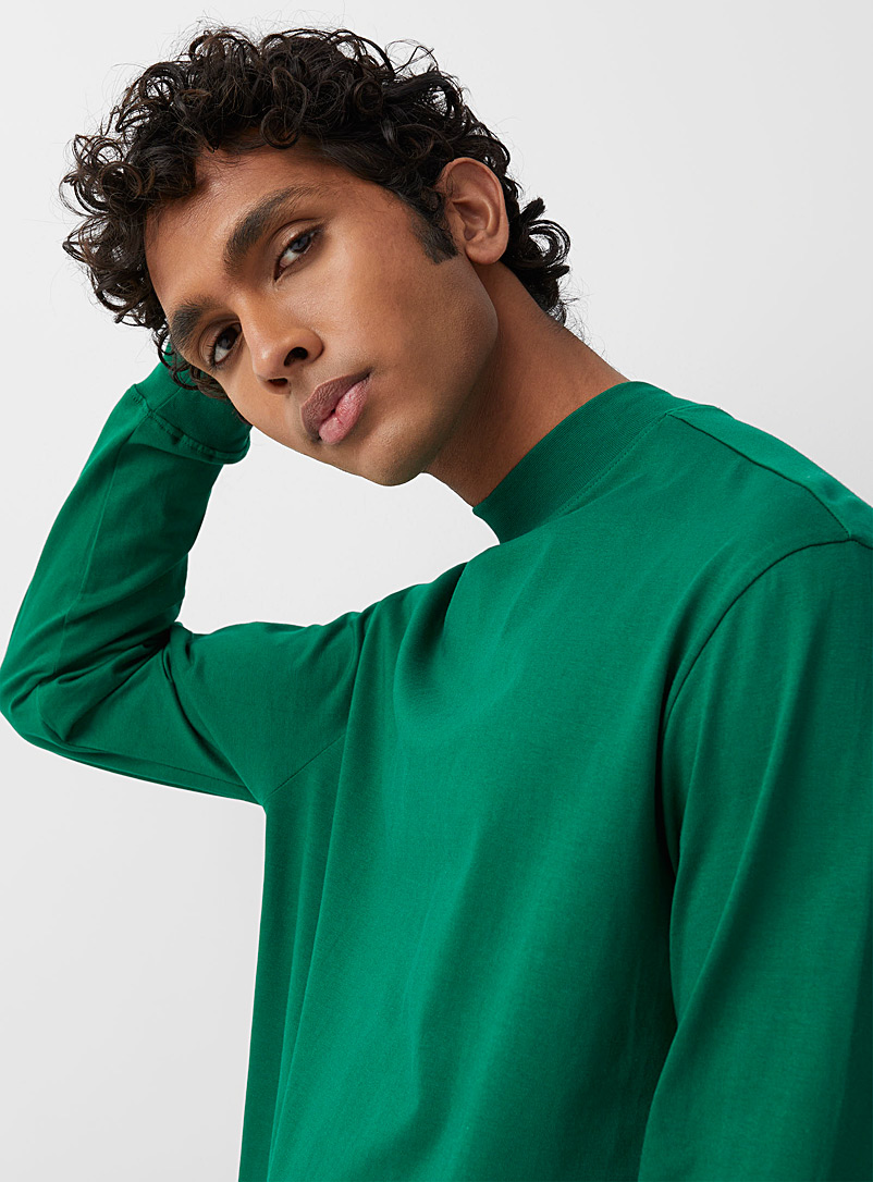 Djab Green Long-sleeve mock-neck boxy T-shirt DJAB 101 for men