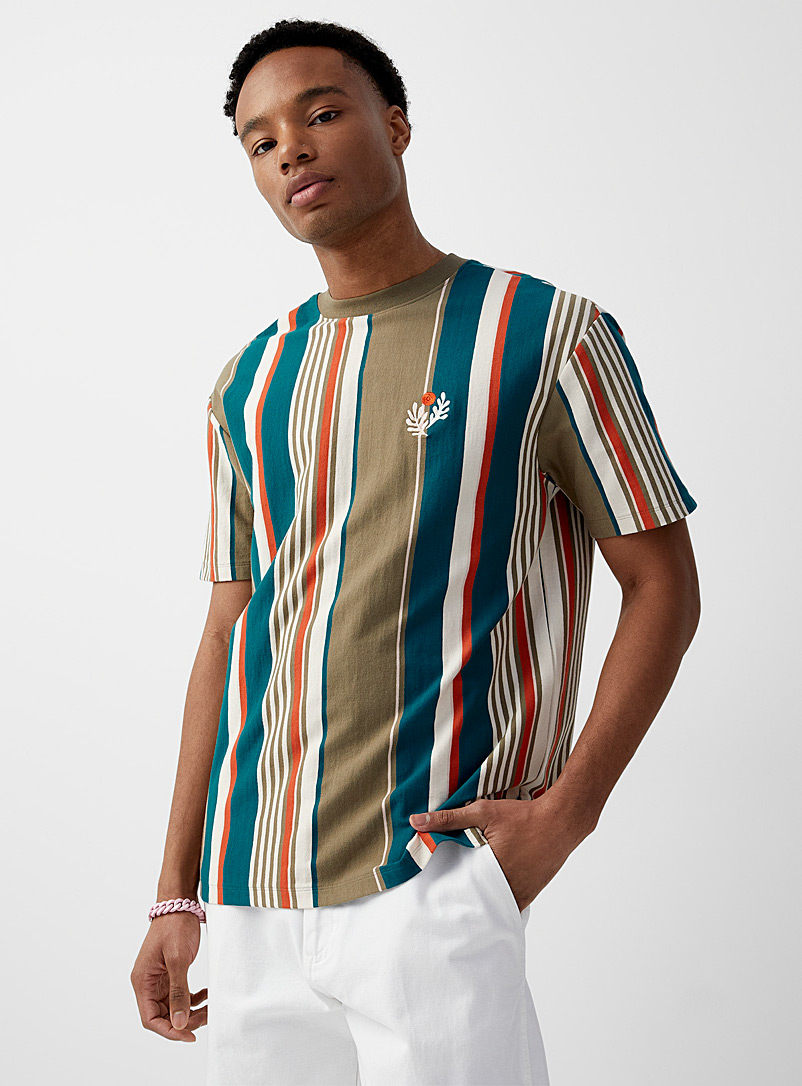 Djab Pink Vertical-stripe embroidered boxy T-shirt for men