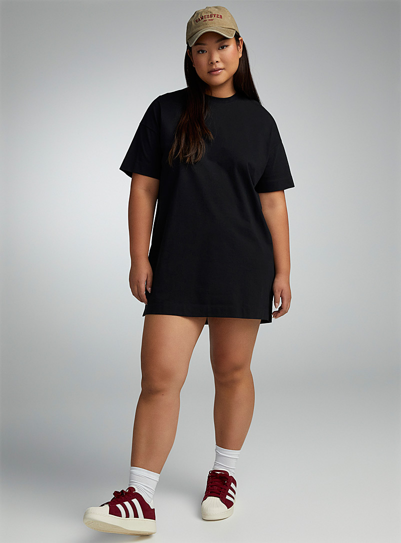 Twik Black Straight-fit crew-neck T-shirt dress for women