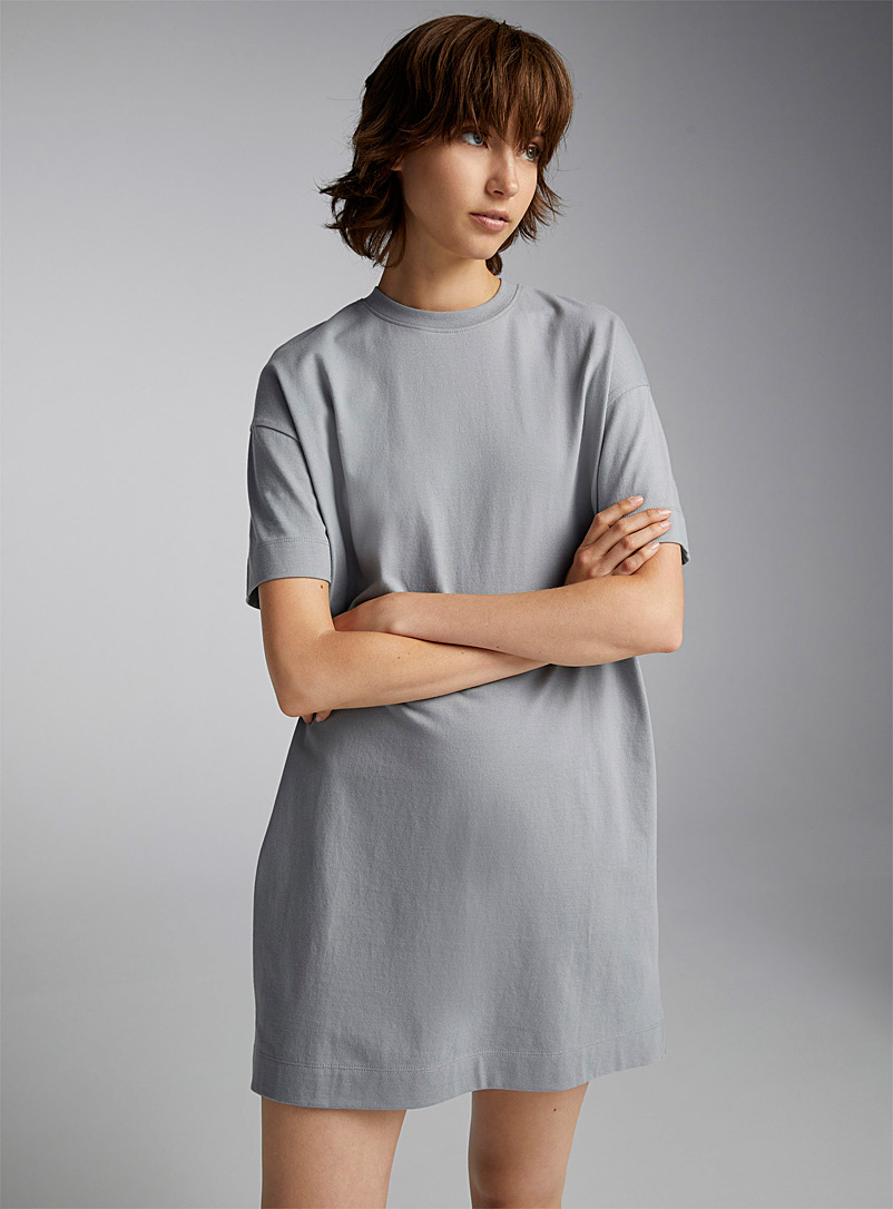 Twik Grey Straight-fit crew-neck T-shirt dress for women