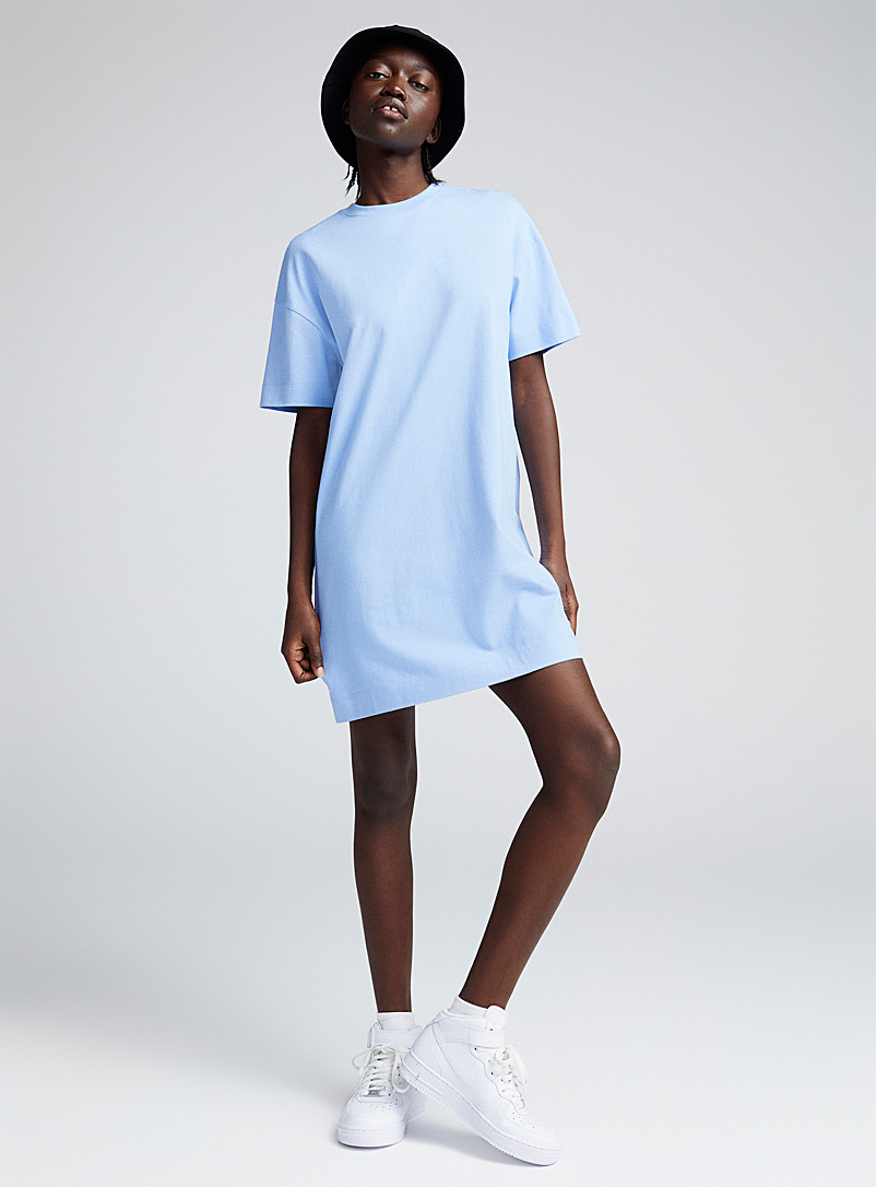 Twik Baby Blue Straight-fit crew-neck T-shirt dress for women