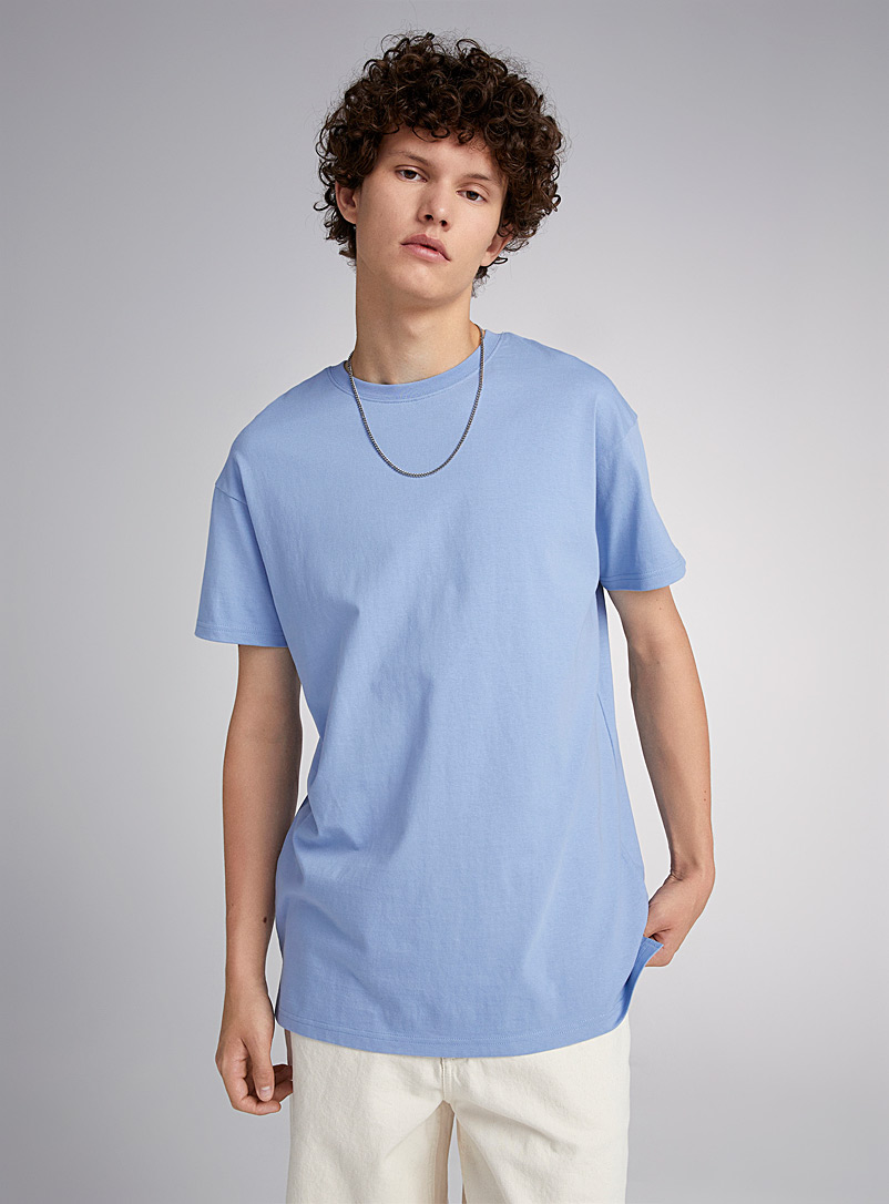 Djab Baby Blue Crew-neck straight T-shirt <b>Longline fit</b> for men