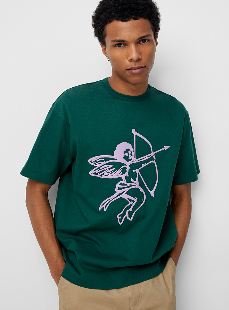Djab: Le t-shirt graphique désillusion Vert pour homme