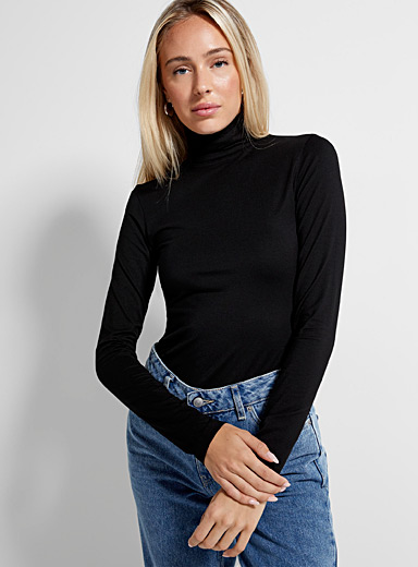 Icône Black Turtleneck fitted T-shirt for women