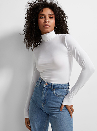 Icône White Turtleneck fitted T-shirt for women