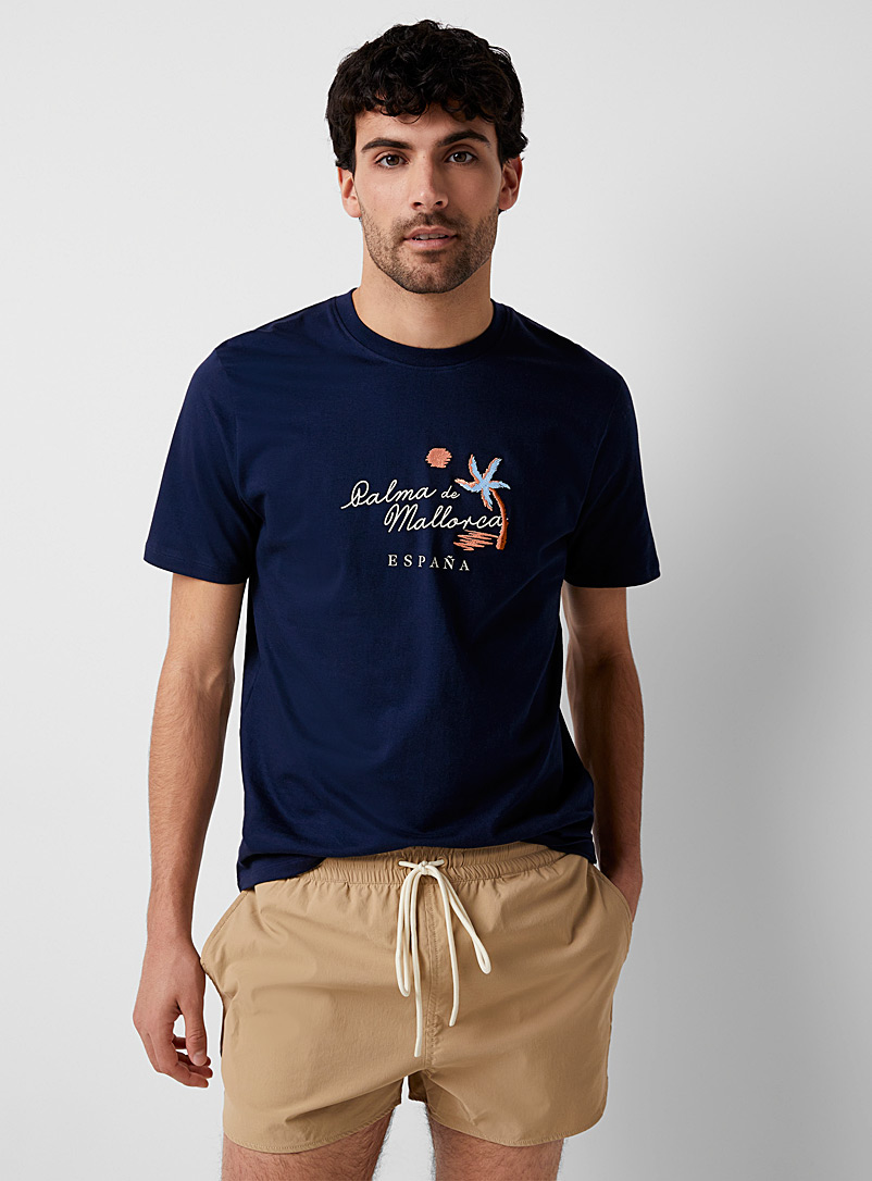 Le 31 Blue Globetrotter T-shirt Standard fit for men