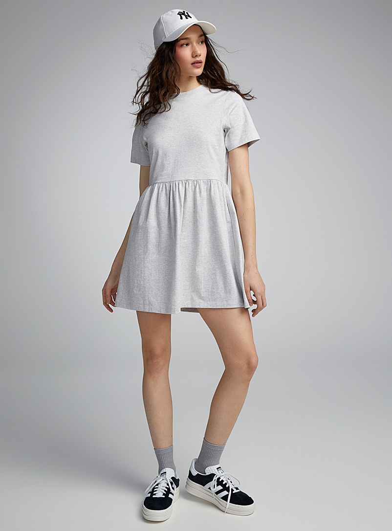 Twik Grey Organic cotton babydoll dress for women