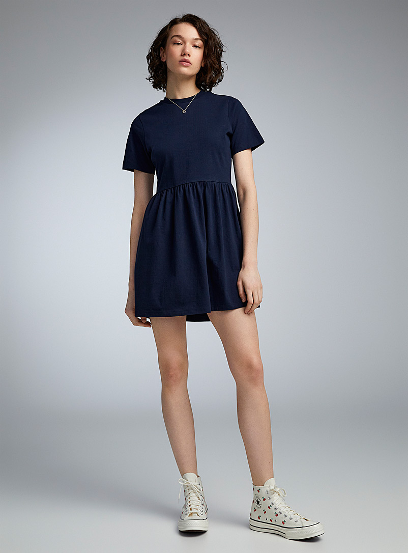 Twik Navy/Midnight Blue Organic cotton babydoll dress for women
