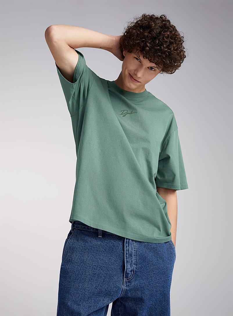 Djab Mint/Pistachio Green Embroidered logo crew-neck T-shirt Oversized fit for men