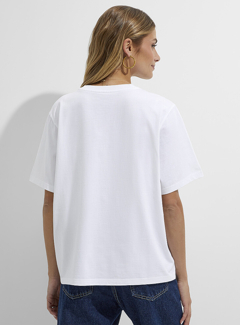 Ic&ocirc;ne White Organic cotton loose boxy-fit T-shirt for women