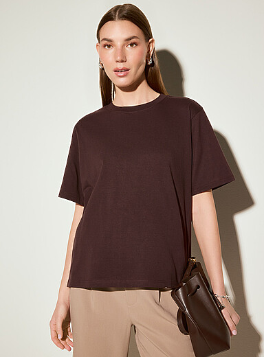 Ic&ocirc;ne: Le t-shirt carr&eacute; ample coton bio Brun noisette pour femme