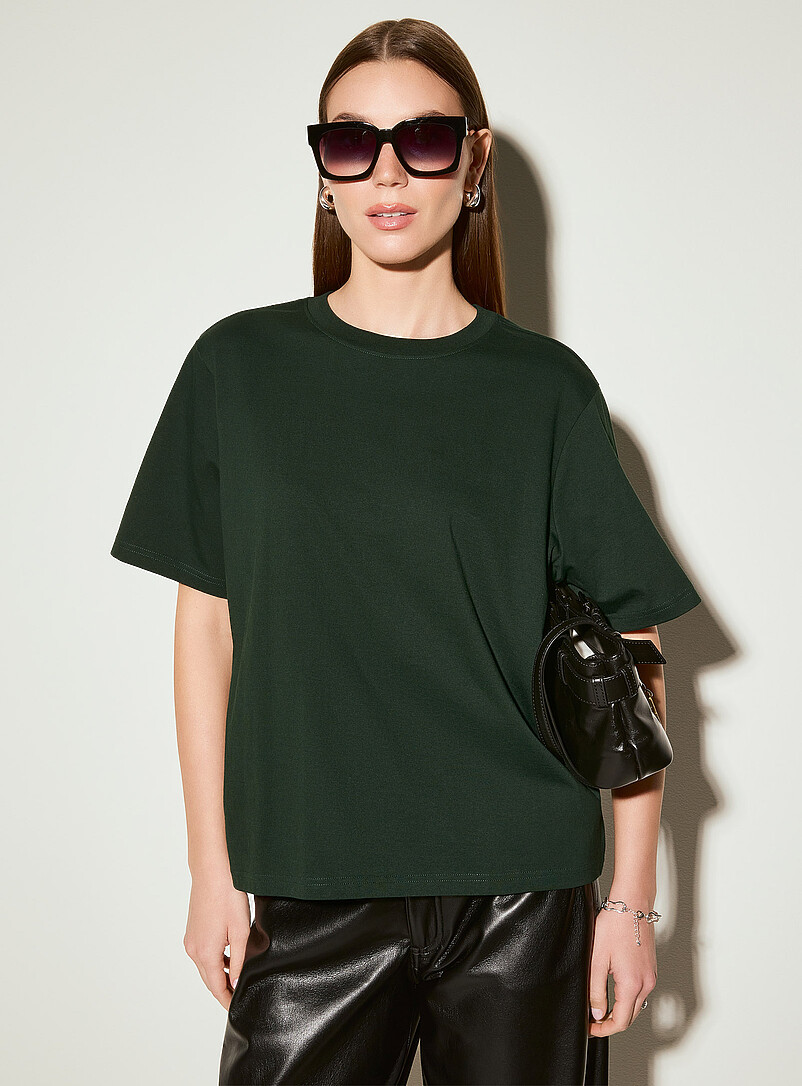 Ic&ocirc;ne: Le t-shirt carr&eacute; ample coton bio Noir pour femme