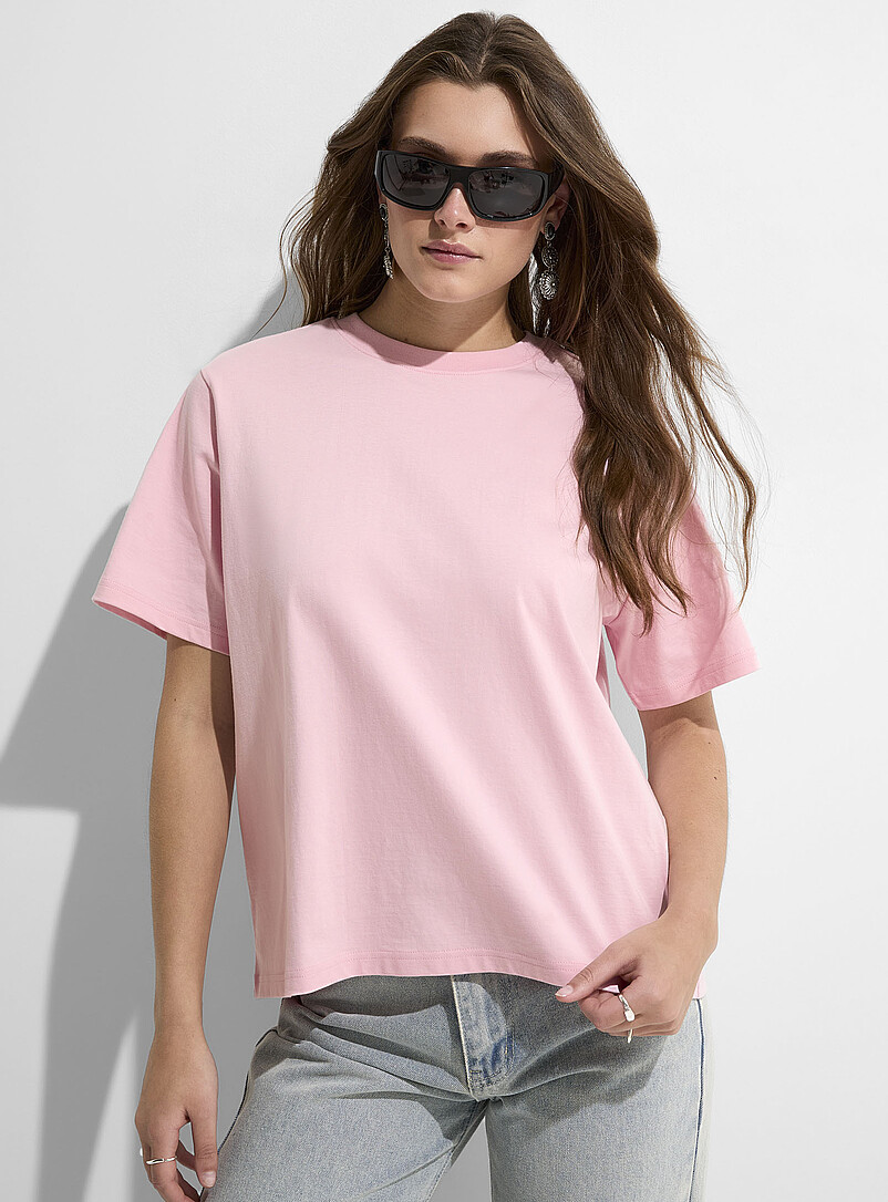 Tee-shirt Femme Rose Pause Café Taille 40 - Manches 3/4 - Stretch Elastane - Uni