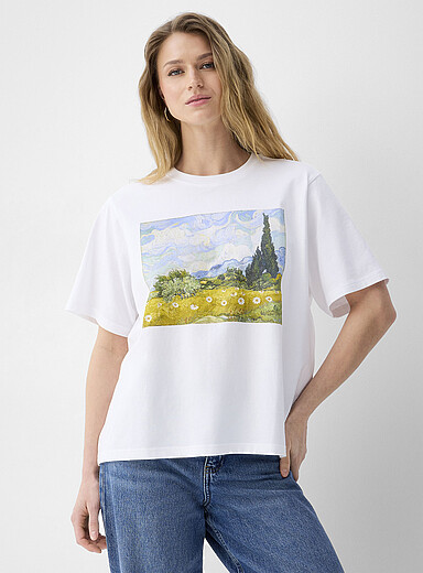 Decorated print loose boxy-fit T-shirt