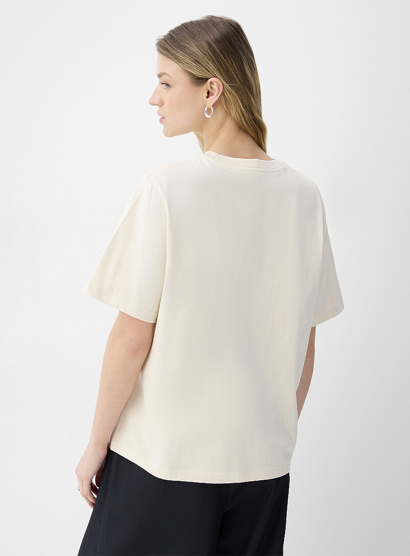 Ic&ocirc;ne: Le t-shirt carr&eacute; ample imprim&eacute; d&eacute;cor&eacute; Blanc cass&eacute; pour femme
