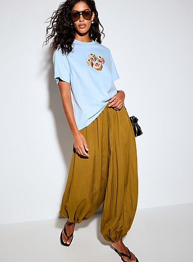 Decorated print loose boxy-fit T-shirt