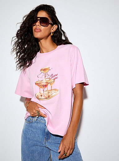 Decorated print loose boxy-fit T-shirt