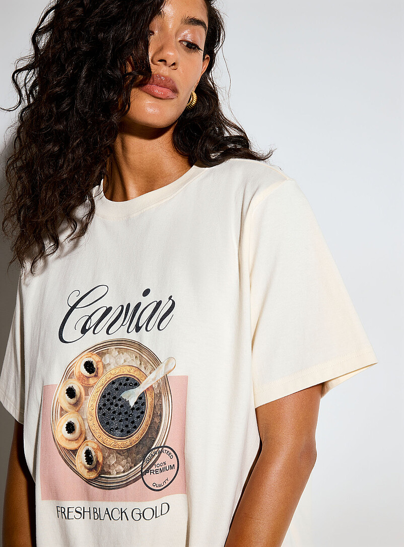 Ic&ocirc;ne Pink Decorated print loose boxy-fit T-shirt for women