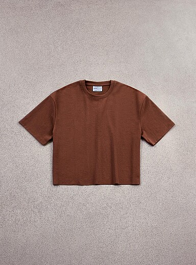 Djab: Le t-shirt coup&eacute; uni <b>Coupe ample</b> Brun pour homme