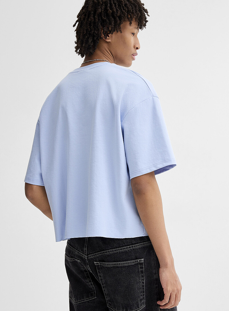 Djab Baby Blue Cropped solid T-shirt <b>Oversized fit</b> for men