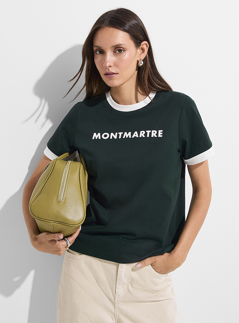Ic&ocirc;ne Green Parisian borough piped T-shirt for women
