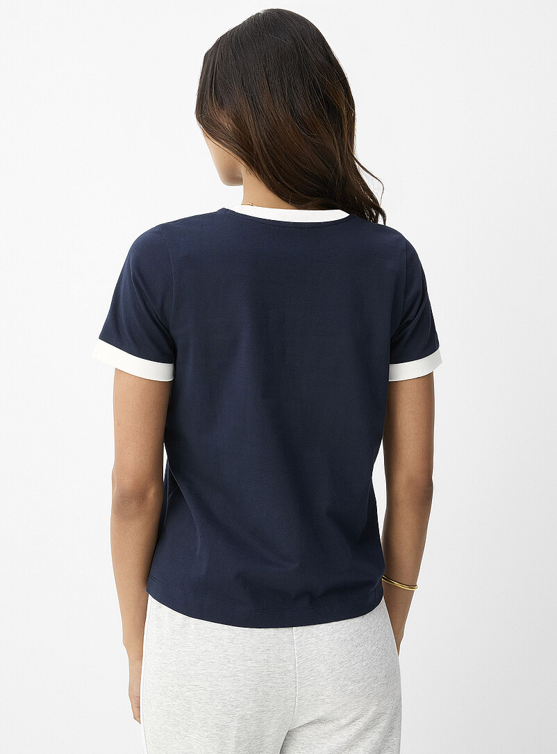 Ic&ocirc;ne: Le t-shirt passepoil&eacute; quartier parisien Vert pour femme