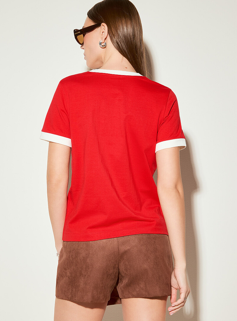 Ic&ocirc;ne: Le t-shirt passepoil&eacute; quartier parisien Vert pour femme