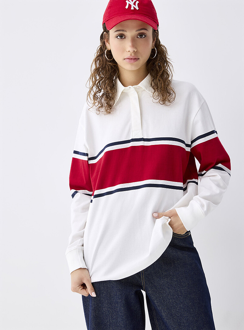Simons Side Roughby Rugby stripe polo T-shirt | Twik | | Simons