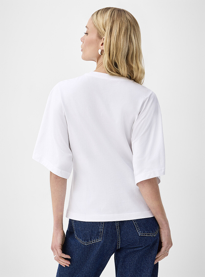 Ic&ocirc;ne White Cropped elbow-sleeve T-shirt for women