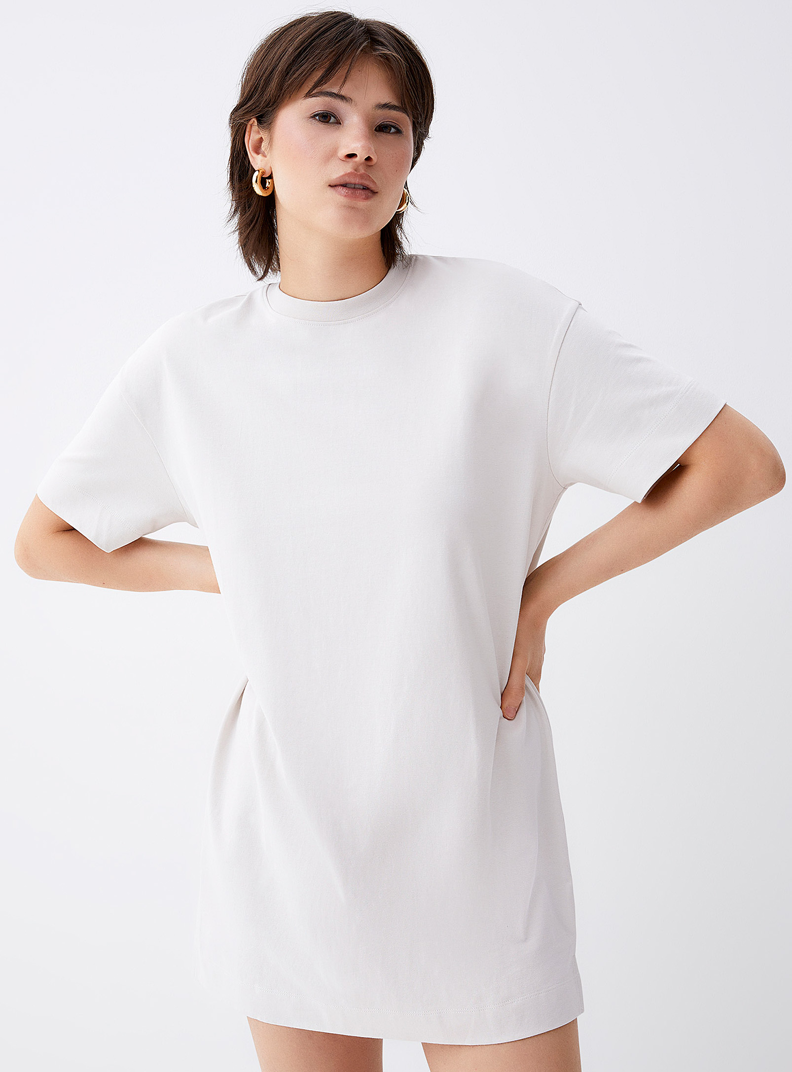 Twik Straight-fit Crew-neck T-shirt Dress In Off White