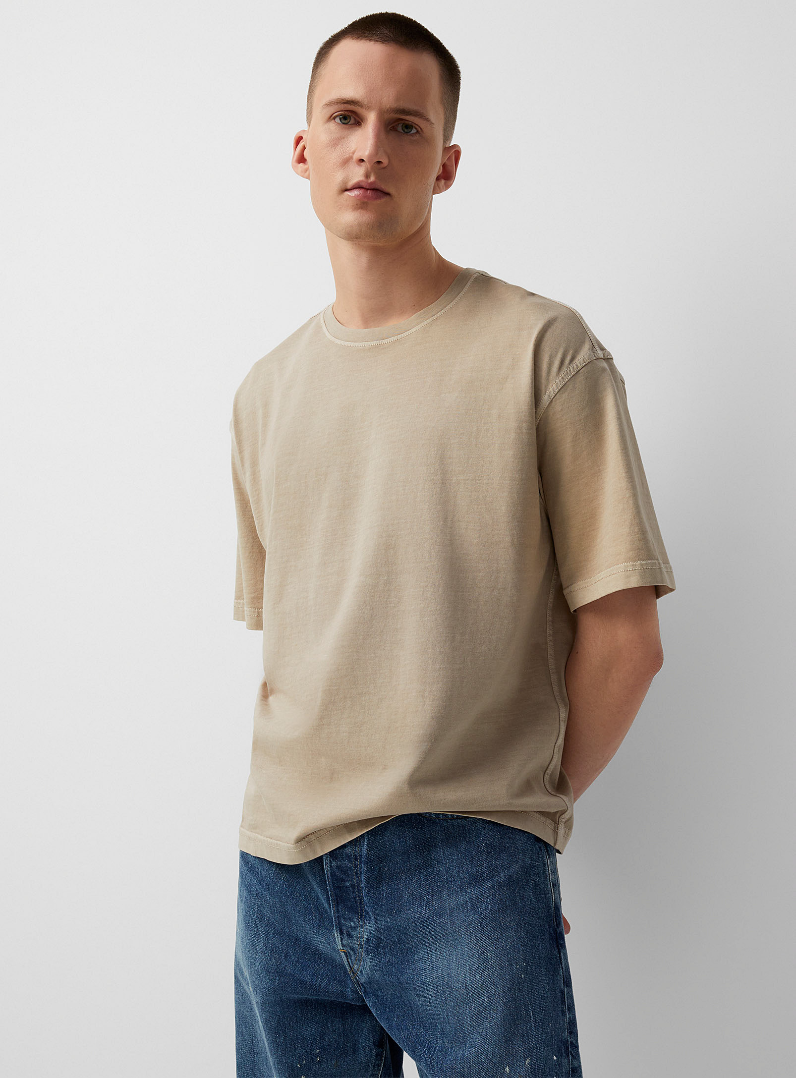 Le 31 Washed Jersey T-shirt Oversized Fit In Sand