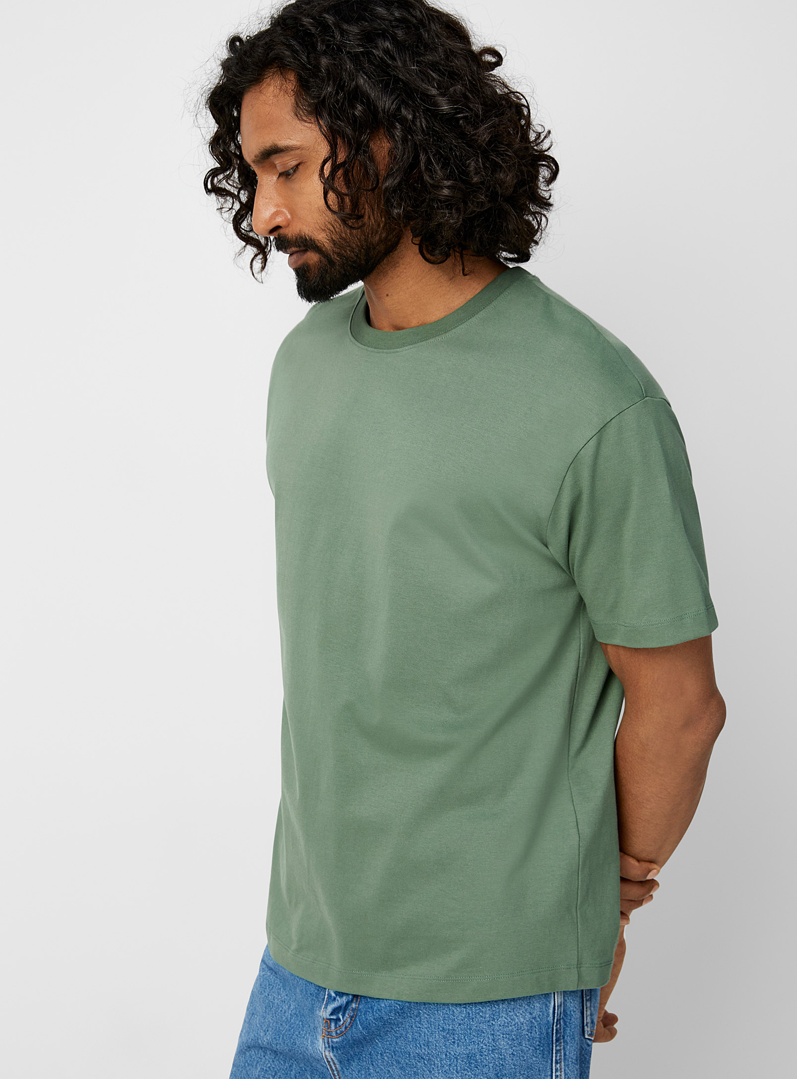 Le 31 Solid Organic Cotton T-shirt Comfort Fit In Green