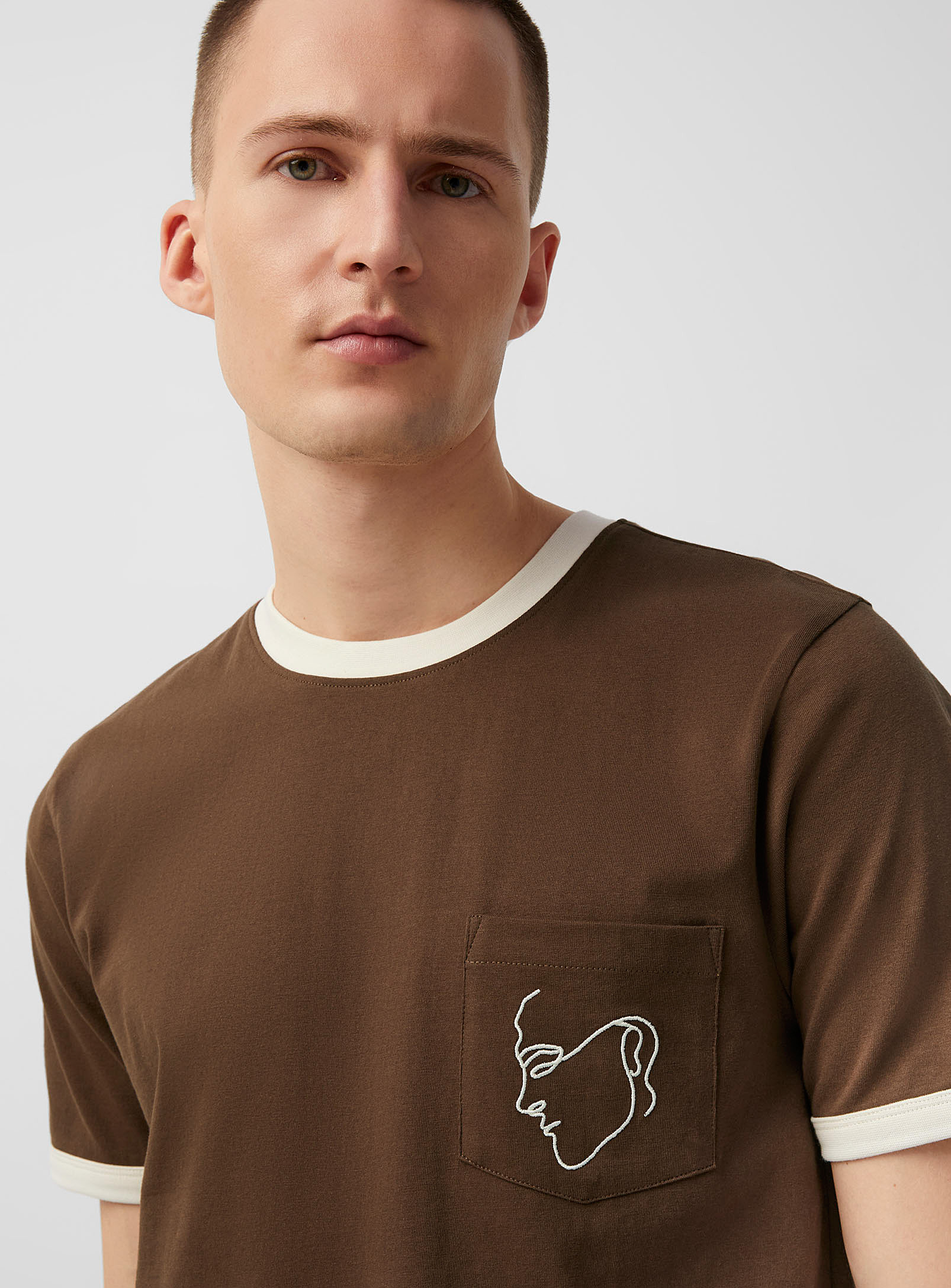 Le 31 Embroidered Pattern Retro T-shirt Standard Fit In Brown