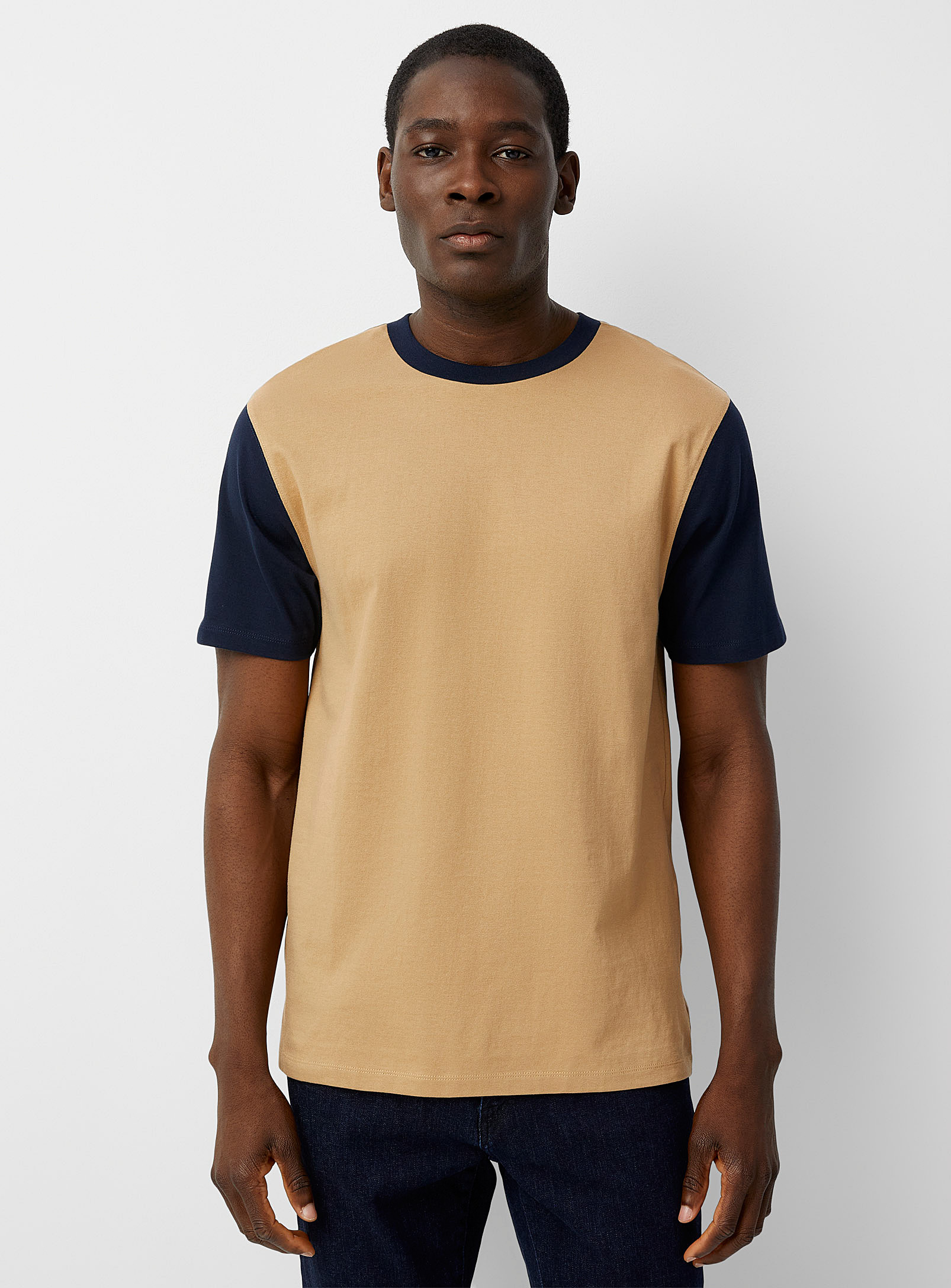 Le 31 Two-tone T-shirt In Light Brown