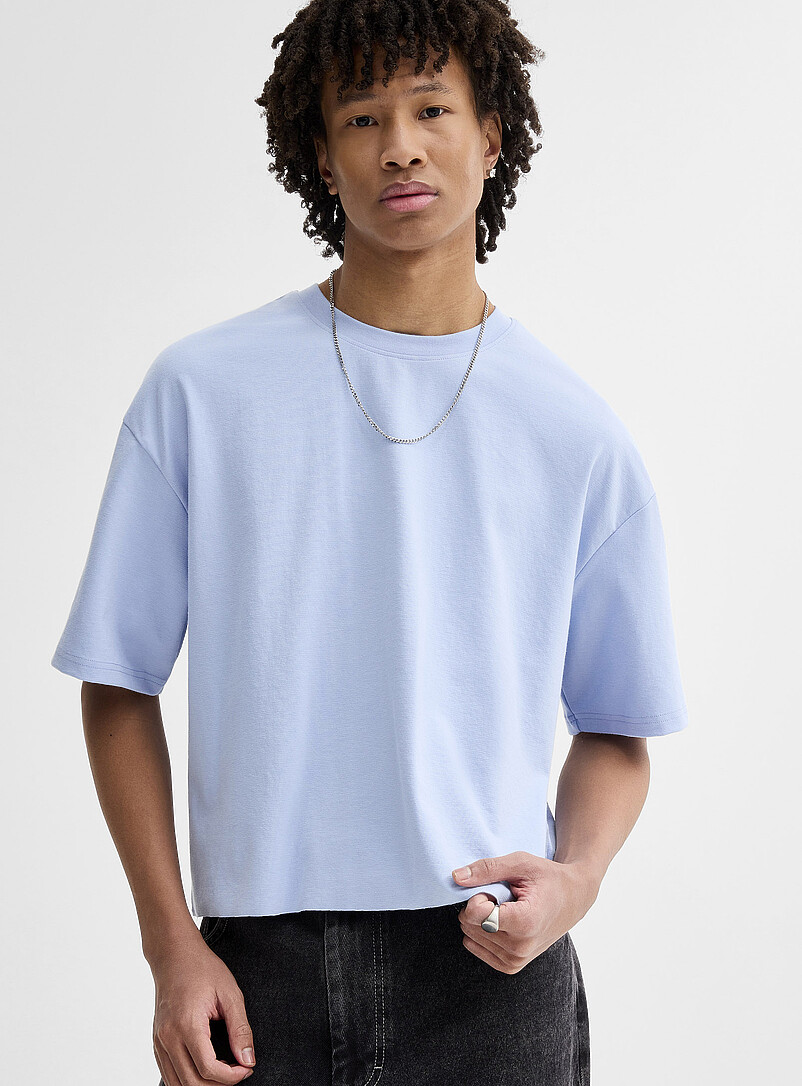 Cropped Solid T-Shirt Oversized Fit