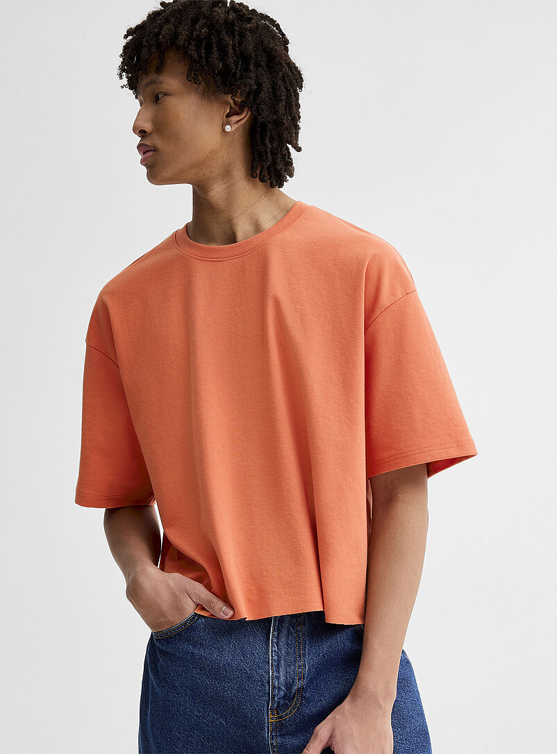 Cropped Solid T-Shirt Oversized Fit