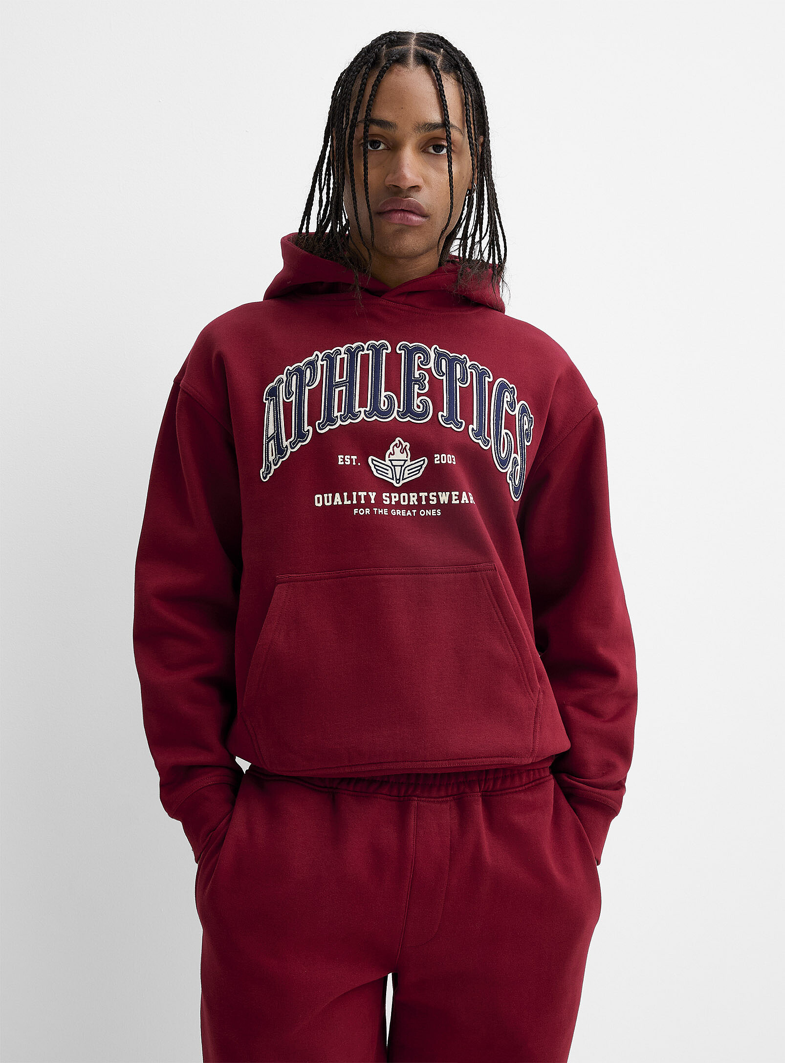 Djab - Athletics logo hoodie (Men, Red, SMALL)