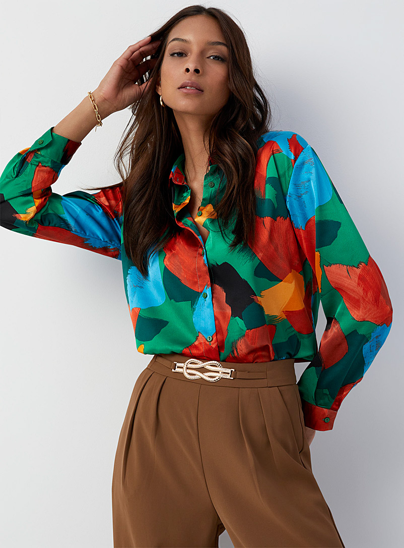 Icône Assorted Multicoloured satiny shirt for women