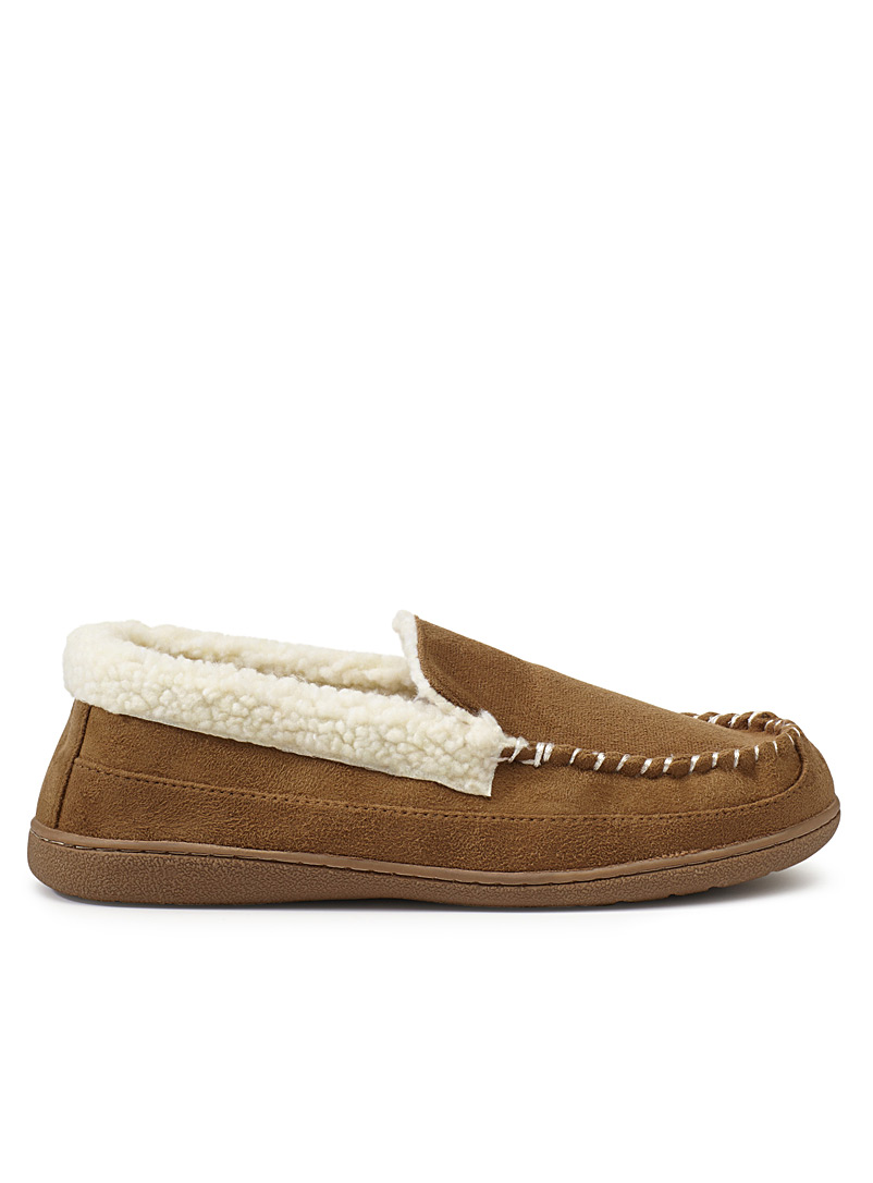 Simons Fawn Faux-shearling moccasin slippers for men