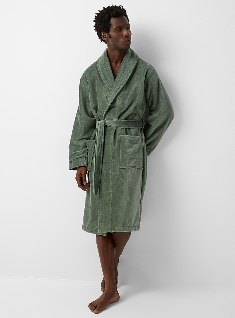 Le 31 Green Moiré velvet robe for men