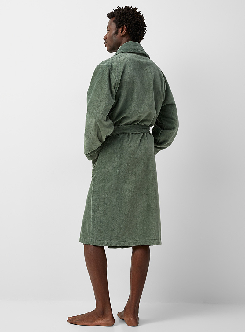 Le 31 Green Moiré velvet robe for men