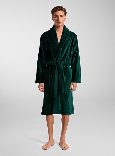 Le 31: La robe de chambre velours moir&eacute; Vert fonc&eacute; - Mousse pour homme