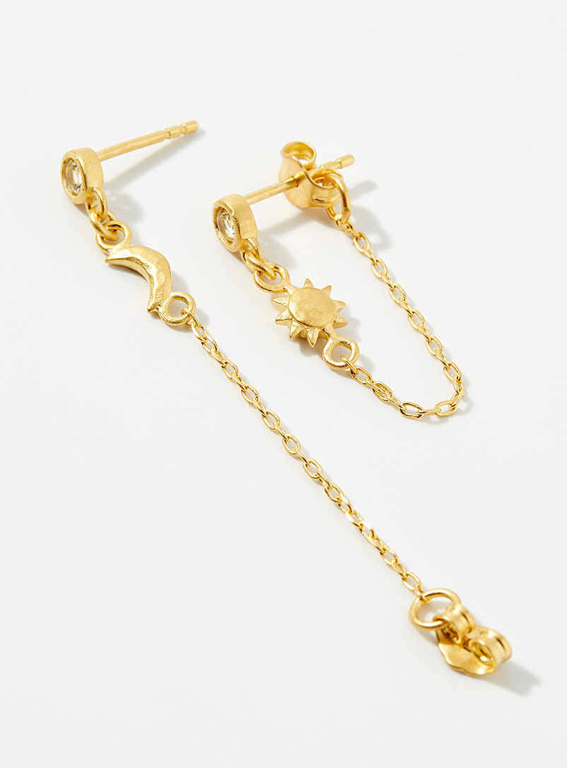 Satya Patterned Yellow Hammered celestial earrings for women