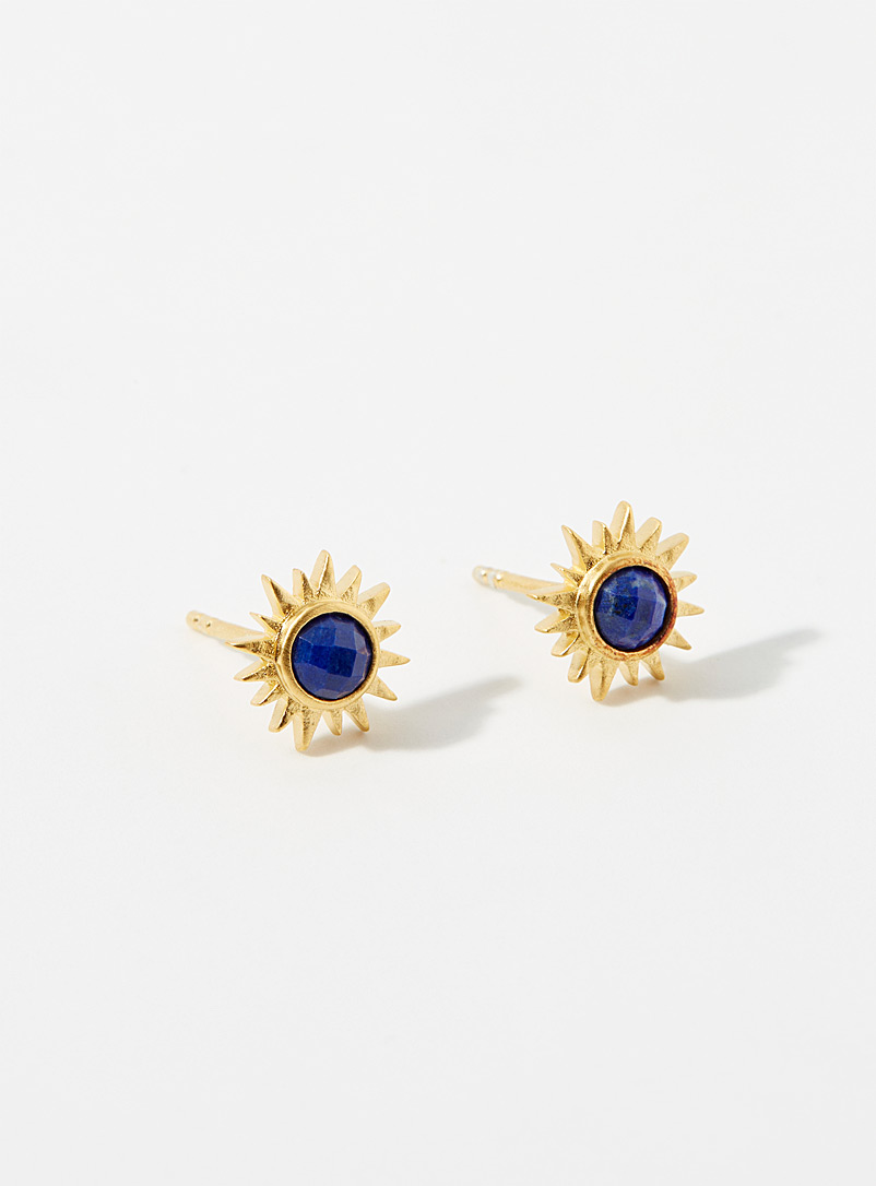 Satya Patterned Yellow Blue sun earrings for women