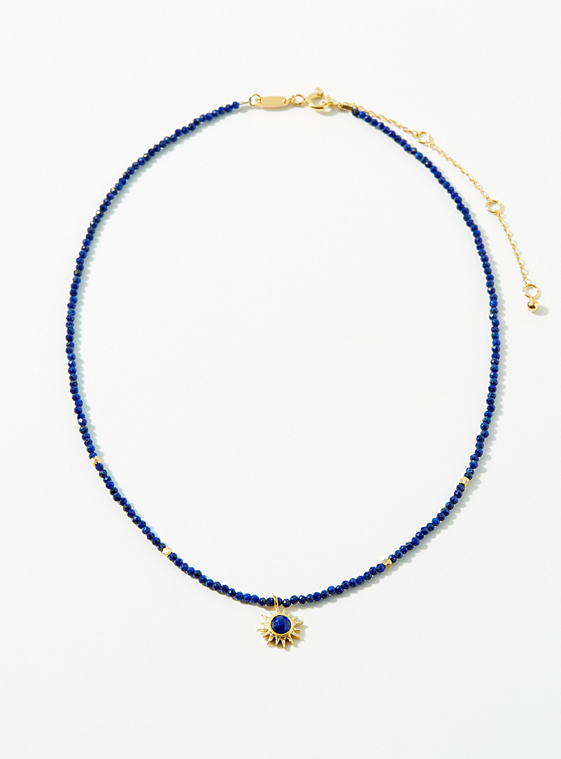 Satya Patterned Yellow Blue sun necklace for women