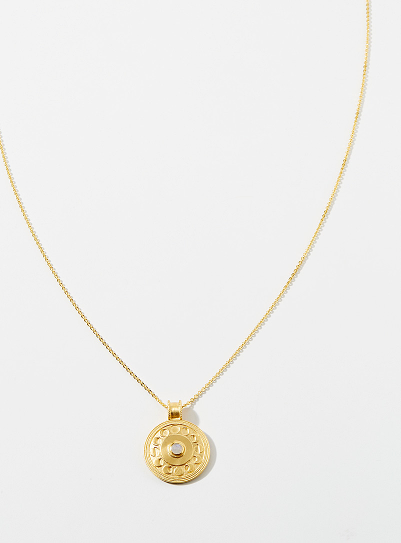 Satya Patterned Yellow Large lunar cycle chain for women