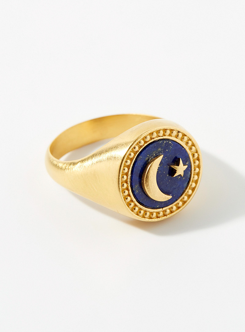 Satya Patterned Yellow Starry sky ring for women