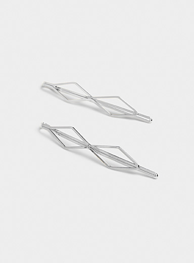 Les barrettes m&eacute;talliques losanges Ensemble de 2